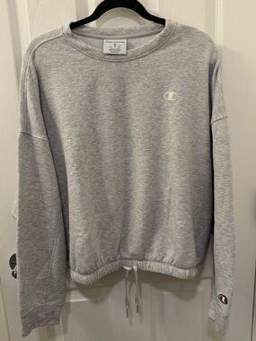 Champion Light Gray Drawcord Crewneck Sweatshirt